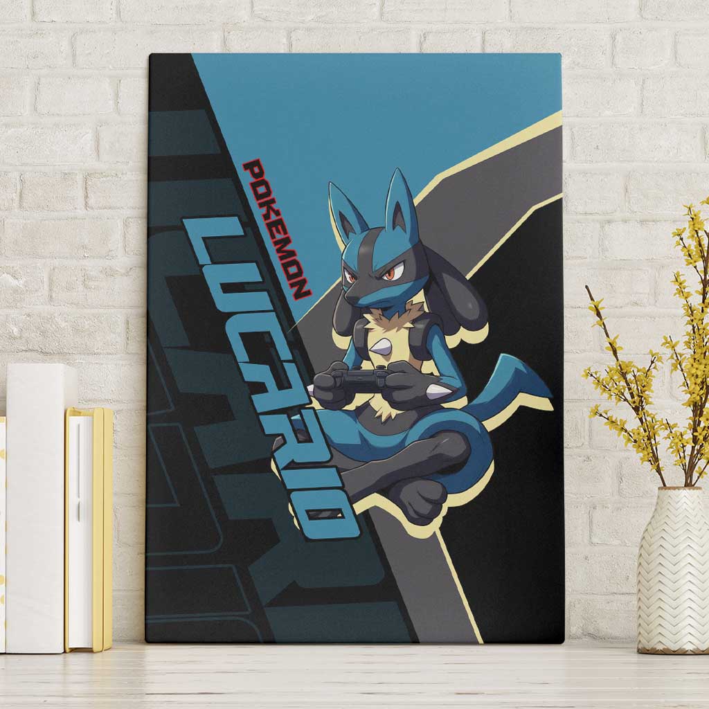 Lucario Poké Canvas Wall Art Edgy Retro Anime Style