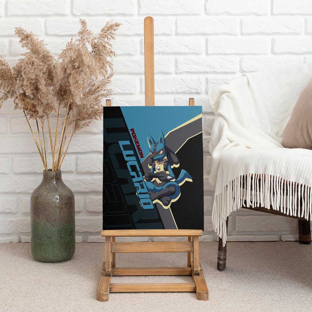 Lucario Poké Canvas Wall Art Edgy Retro Anime Style
