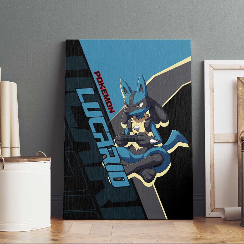 Lucario Poké Canvas Wall Art Edgy Retro Anime Style