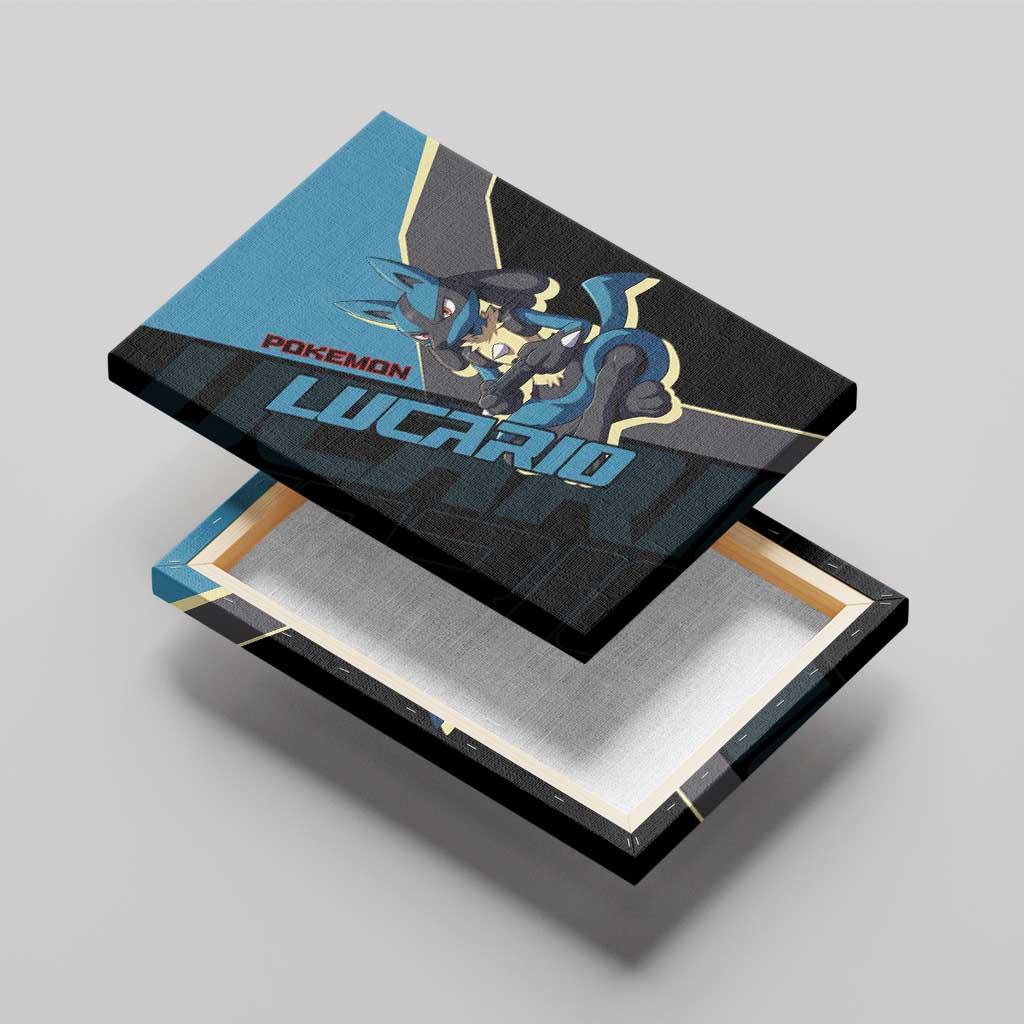 Lucario Poké Canvas Wall Art Edgy Retro Anime Style
