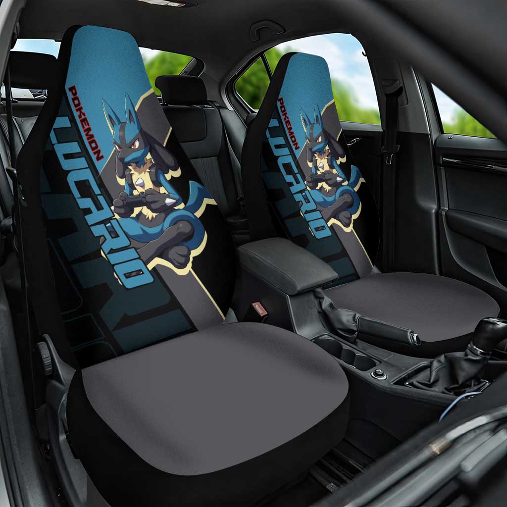 Lucario Poké Car Seat Cover Edgy Retro Anime Style