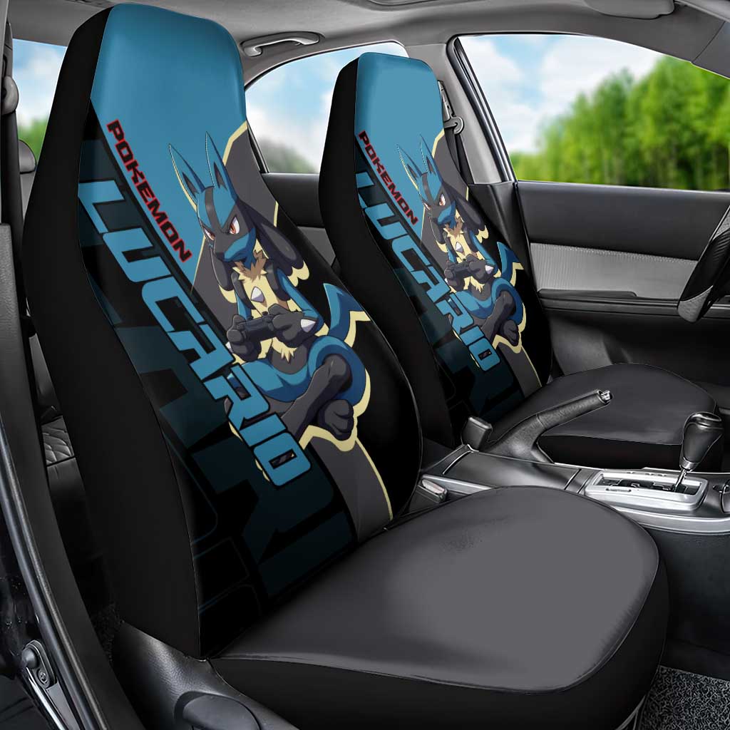 Lucario Poké Car Seat Cover Edgy Retro Anime Style