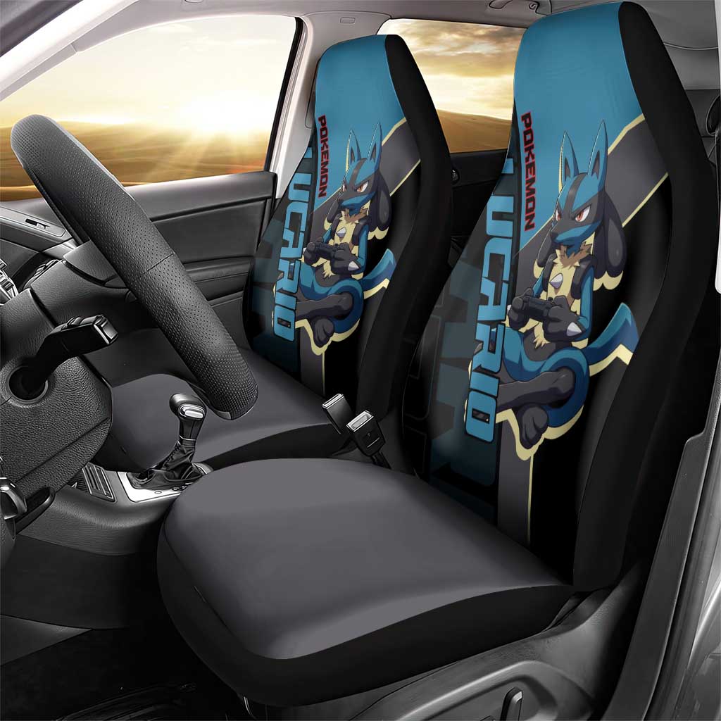 Lucario Poké Car Seat Cover Edgy Retro Anime Style
