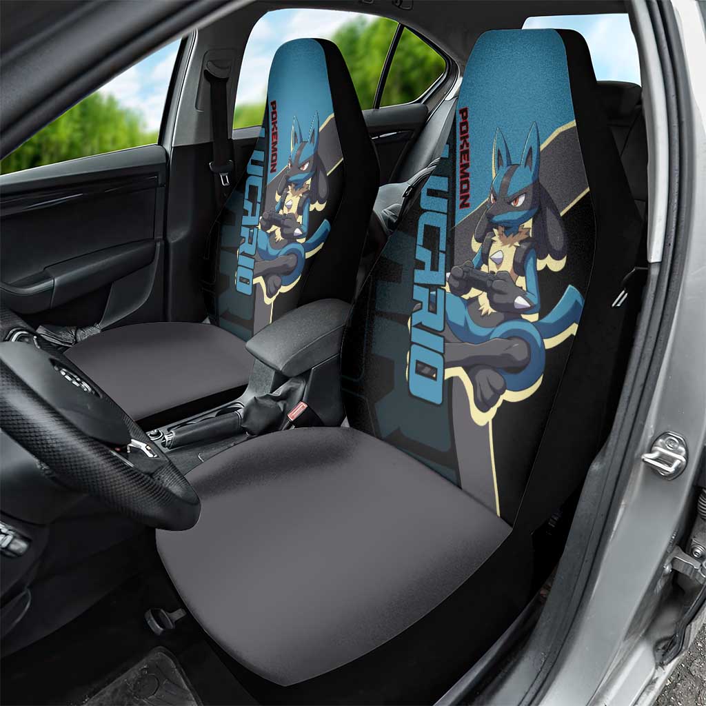Lucario Poké Car Seat Cover Edgy Retro Anime Style