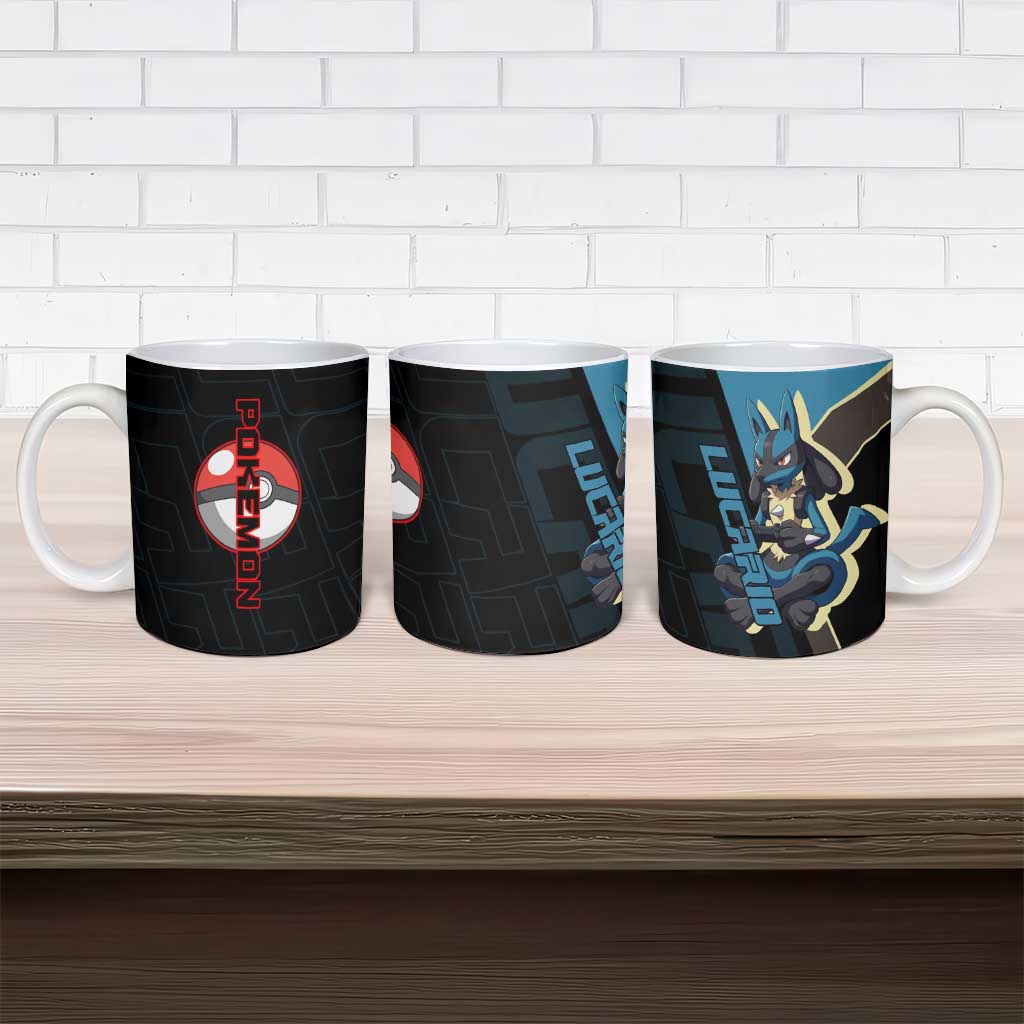 Lucario Poké Ceramic Mug Edgy Retro Anime Style