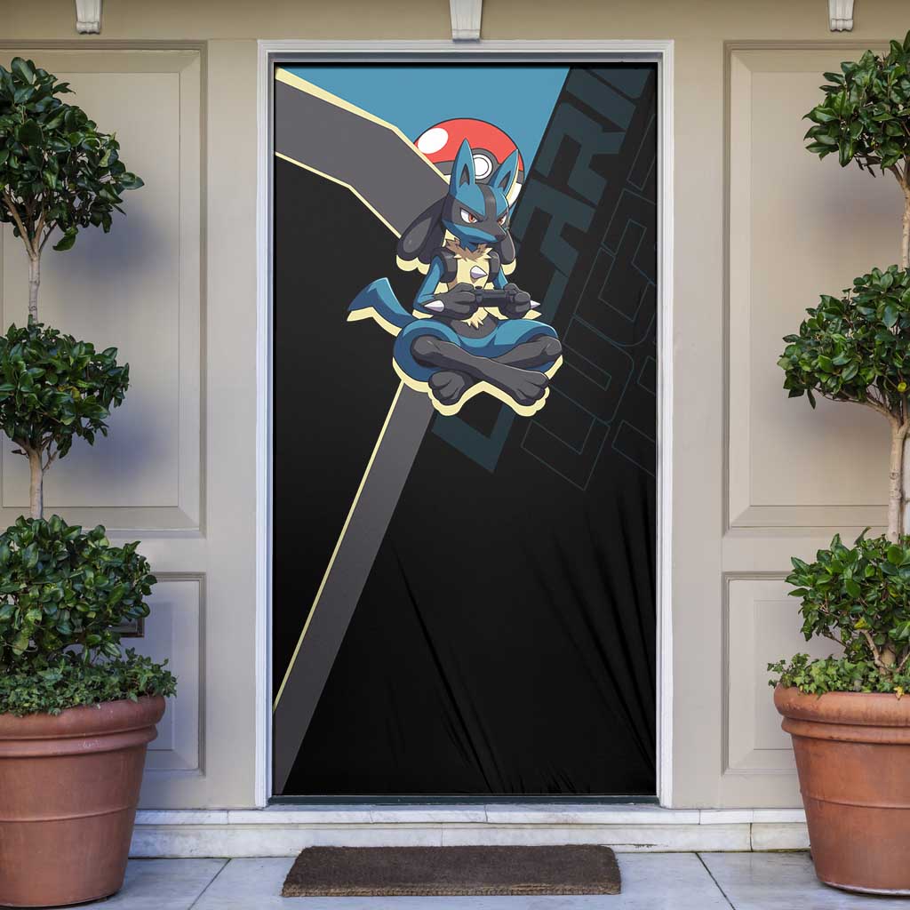 Lucario Poké Door Cover Edgy Retro Anime Style