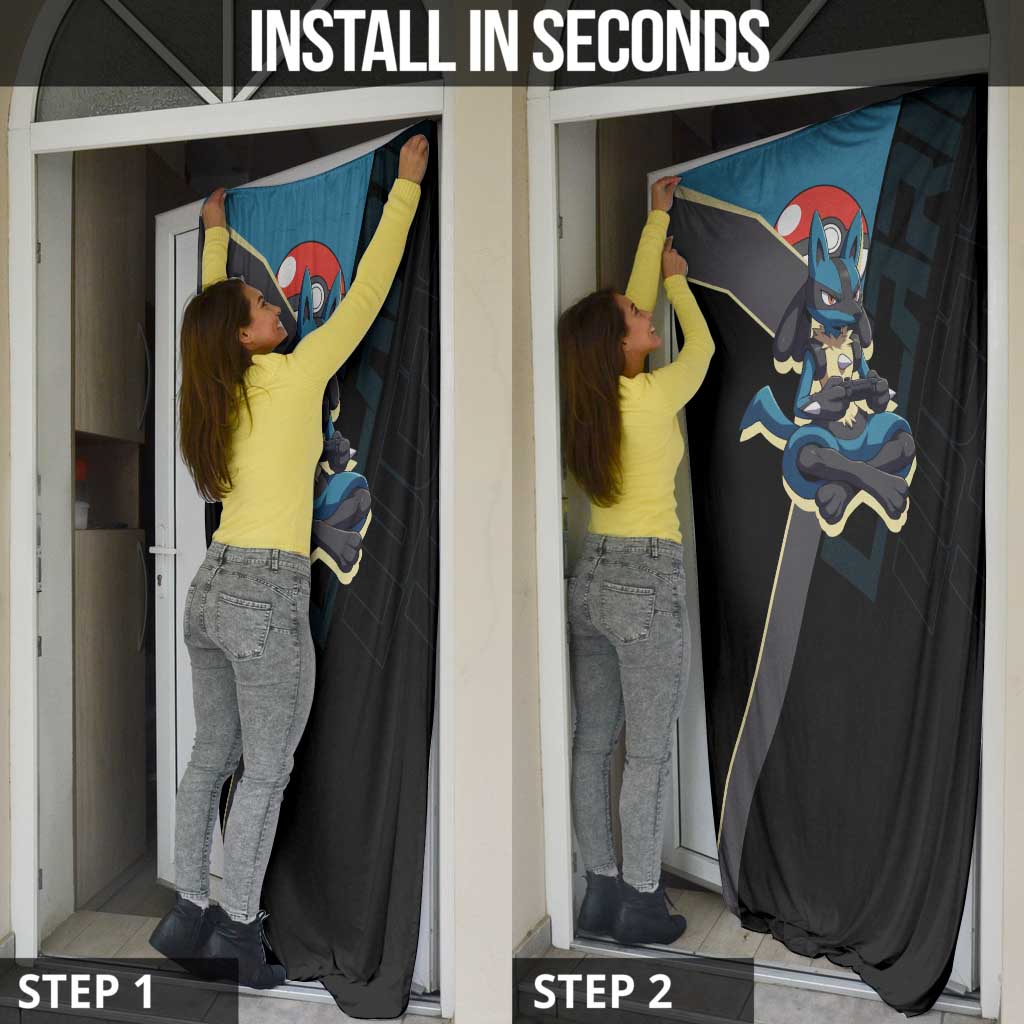 Lucario Poké Door Cover Edgy Retro Anime Style