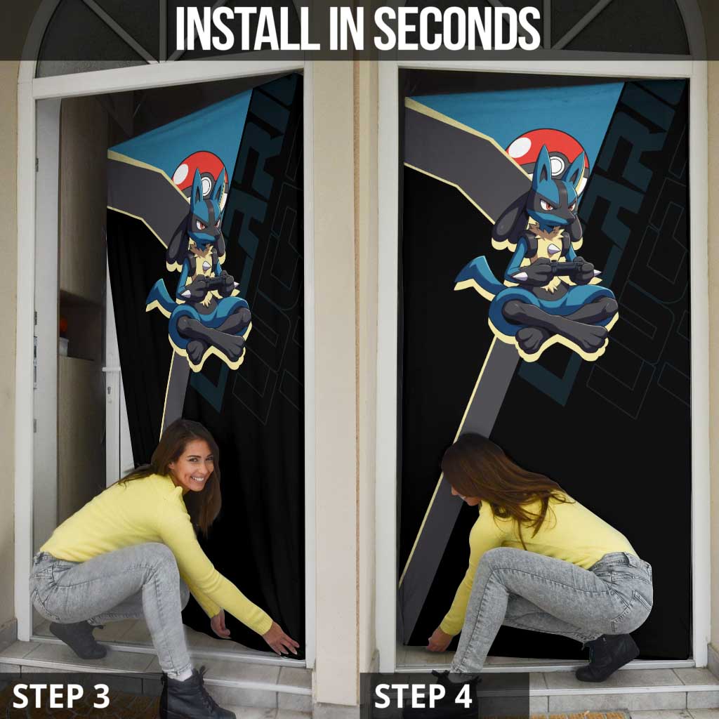 Lucario Poké Door Cover Edgy Retro Anime Style
