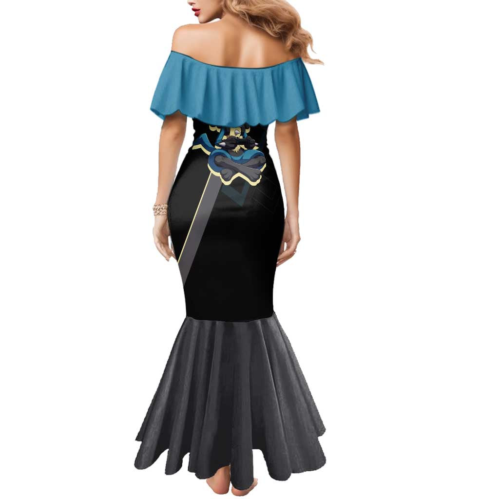 Lucario Poké Family Matching Mermaid Dress and Hawaiian Shirt Edgy Retro Anime Style