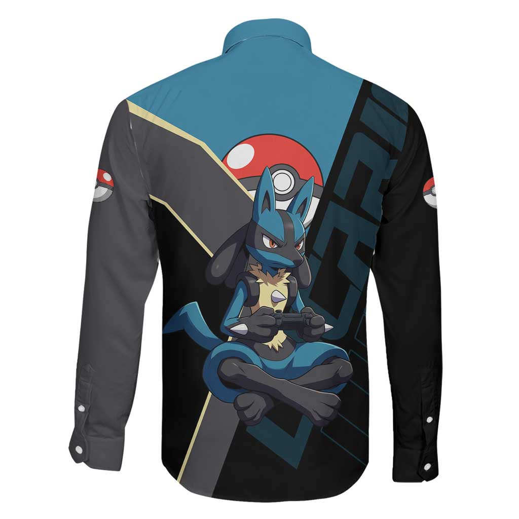 Lucario Poké Family Matching Summer Maxi Dress and Hawaiian Shirt Edgy Retro Anime Style