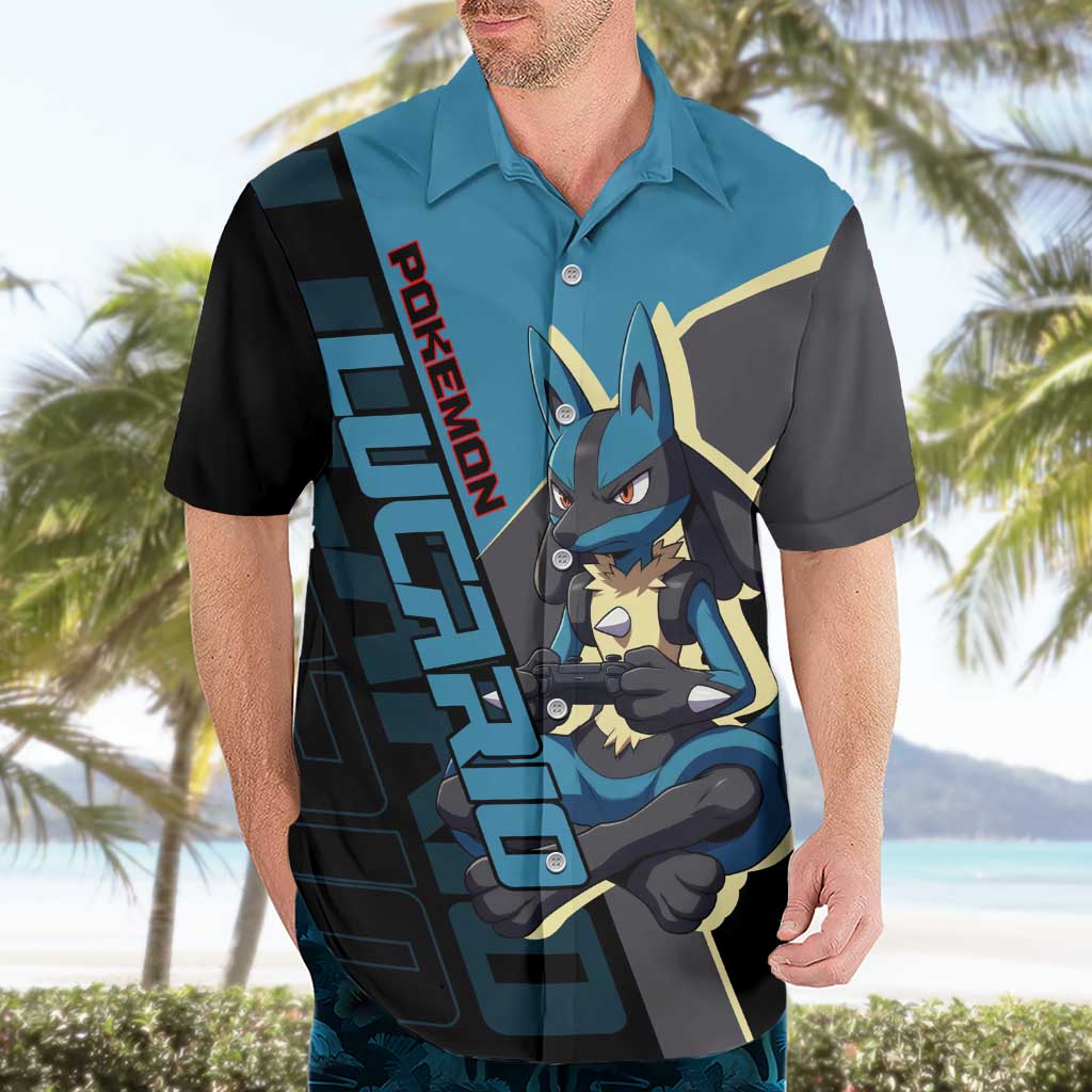 Lucario Poké Hawaiian Shirt Edgy Retro Anime Style