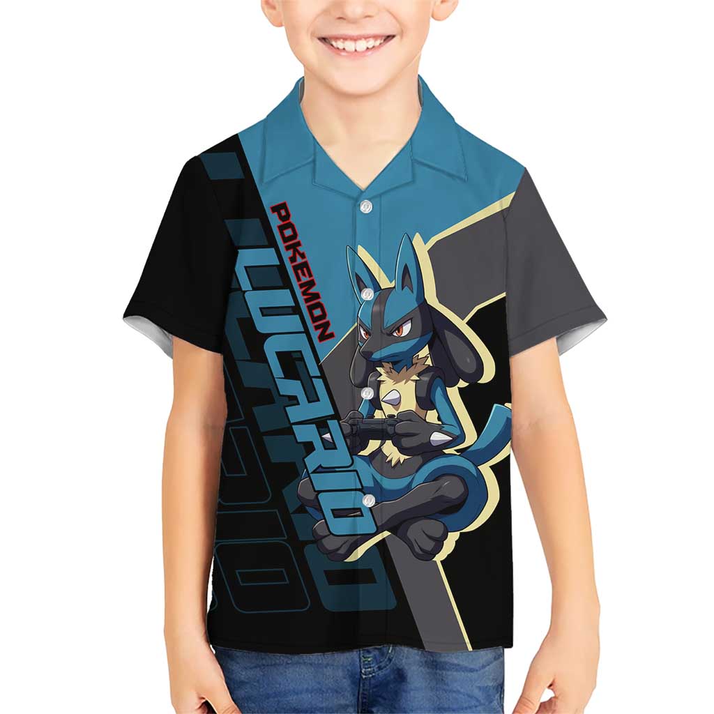 Lucario Poké Hawaiian Shirt Edgy Retro Anime Style