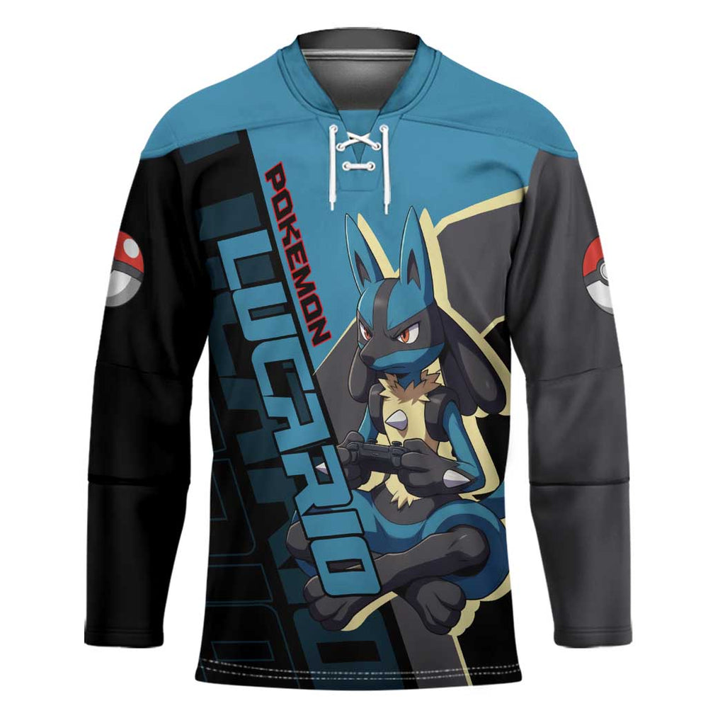 Lucario Poké Hockey Jersey Edgy Retro Anime Style