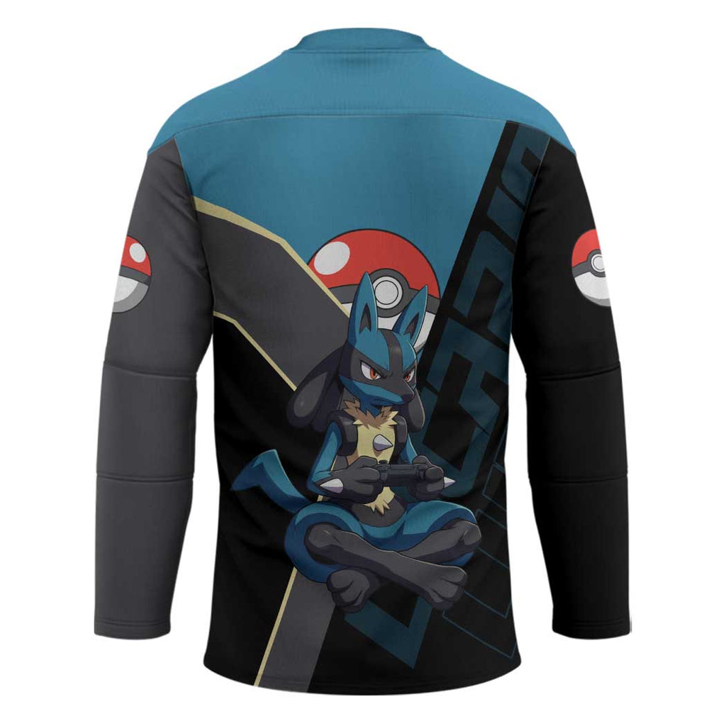 Lucario Poké Hockey Jersey Edgy Retro Anime Style
