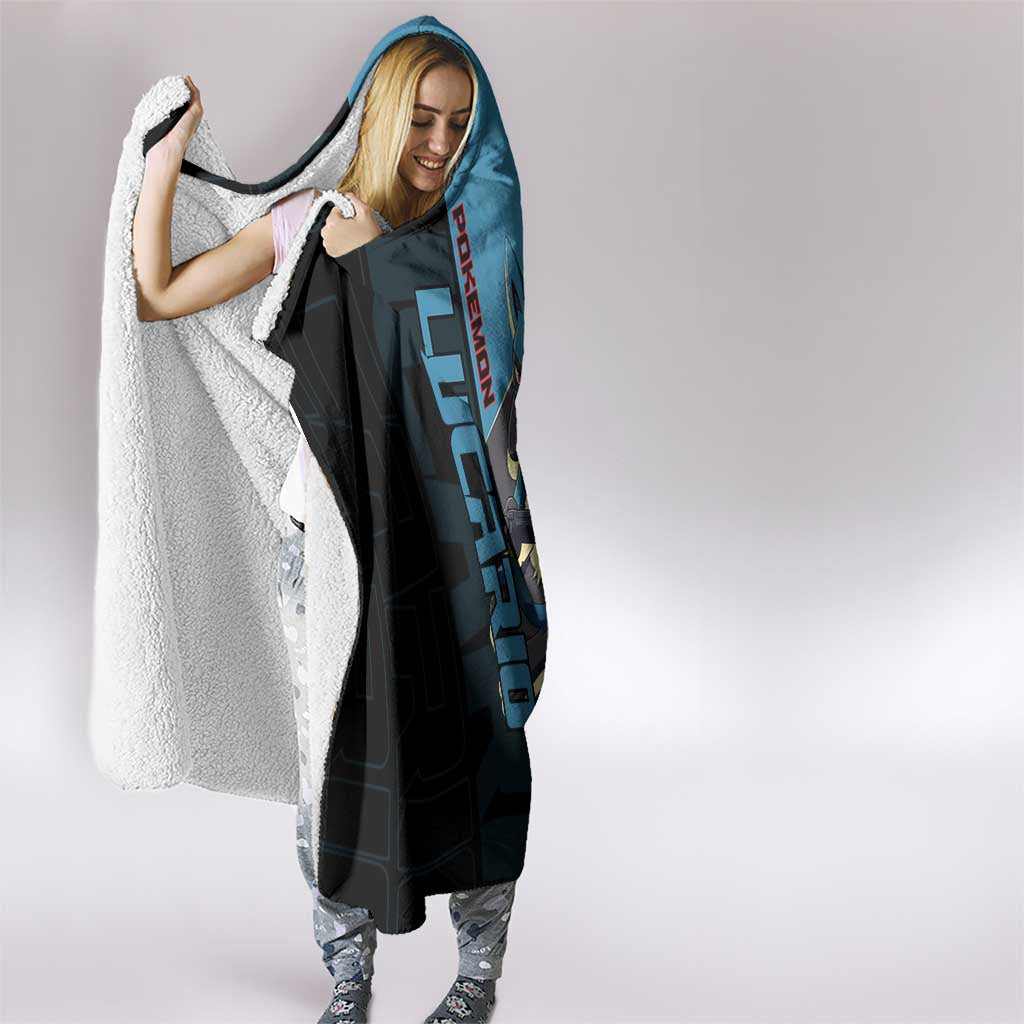 Lucario Poké Hooded Blanket Edgy Retro Anime Style