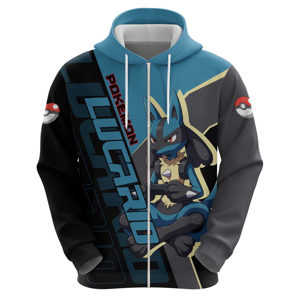 Lucario Poké Hoodie Edgy Retro Anime Style