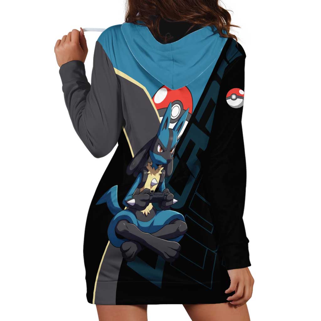 Lucario Poké Hoodie Dress Edgy Retro Anime Style