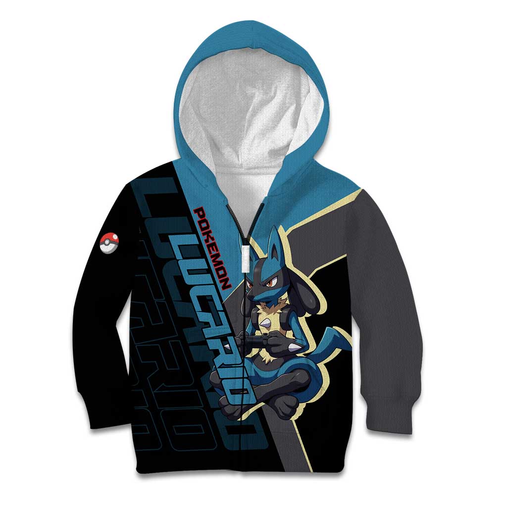 Lucario Poké Kid Hoodie Edgy Retro Anime Style