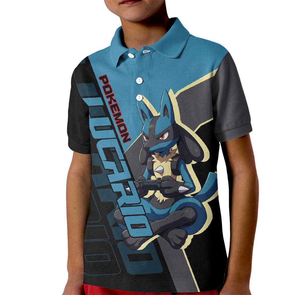 Lucario Poké Kid Polo Shirt Edgy Retro Anime Style
