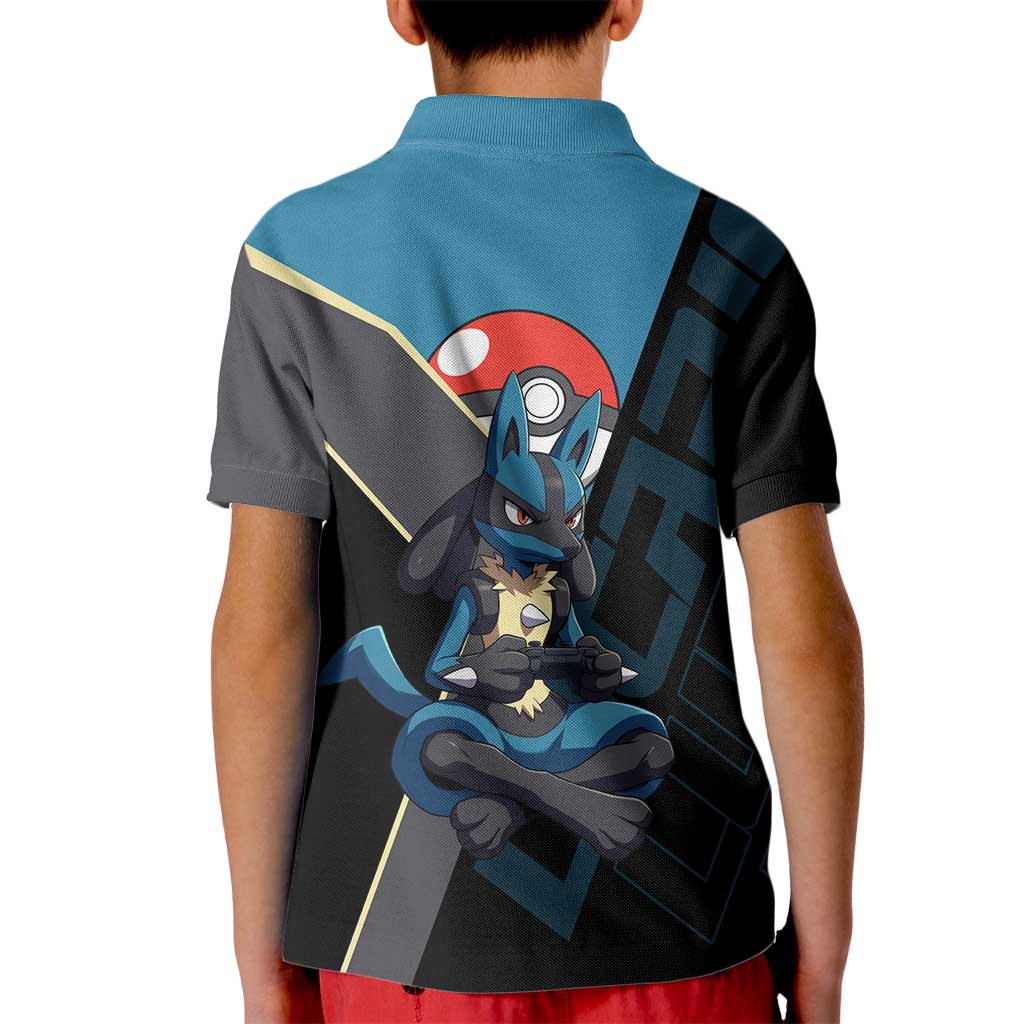Lucario Poké Kid Polo Shirt Edgy Retro Anime Style