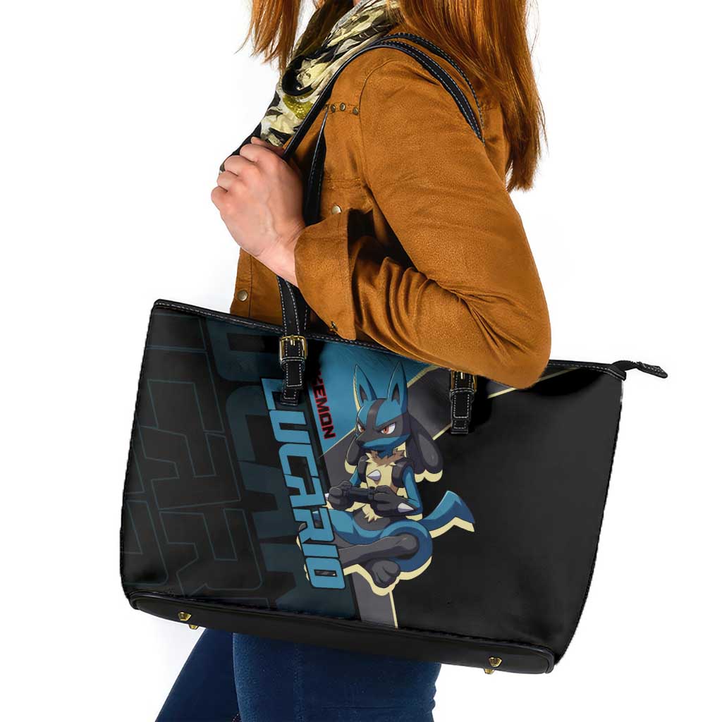 Lucario Poké Leather Tote Bag Edgy Retro Anime Style
