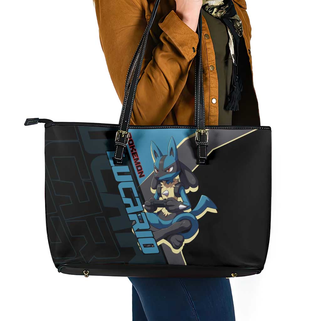Lucario Poké Leather Tote Bag Edgy Retro Anime Style