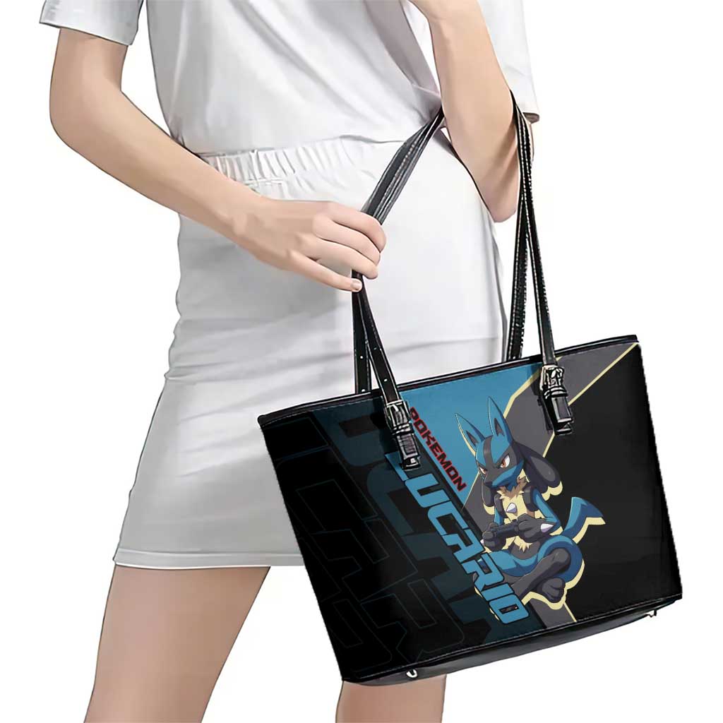 Lucario Poké Leather Tote Bag Edgy Retro Anime Style
