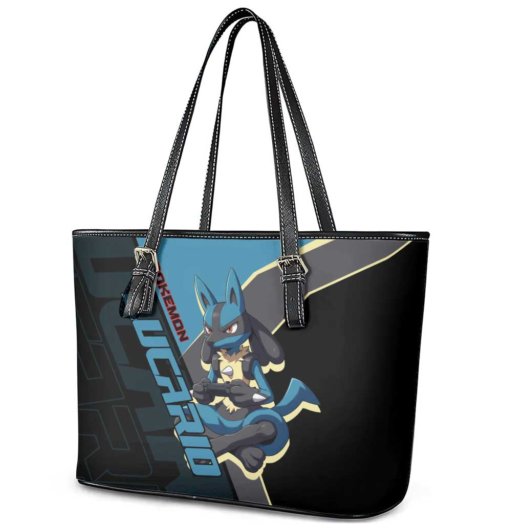 Lucario Poké Leather Tote Bag Edgy Retro Anime Style