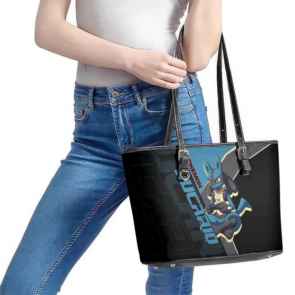 Lucario Poké Leather Tote Bag Edgy Retro Anime Style