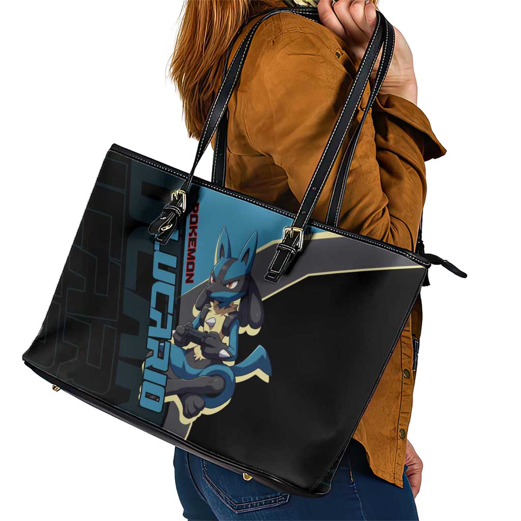 Lucario Poké Leather Tote Bag Edgy Retro Anime Style