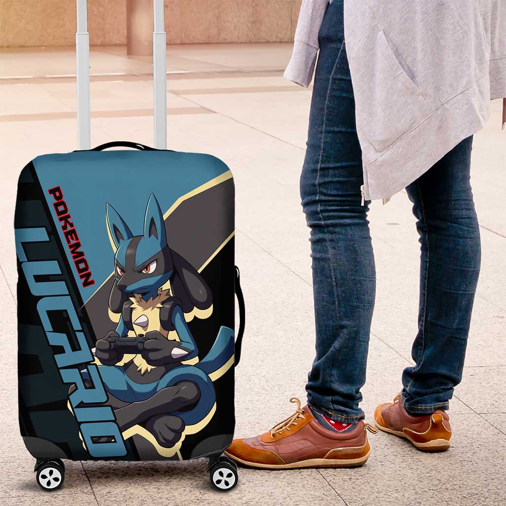 Lucario Poké Luggage Cover Edgy Retro Anime Style