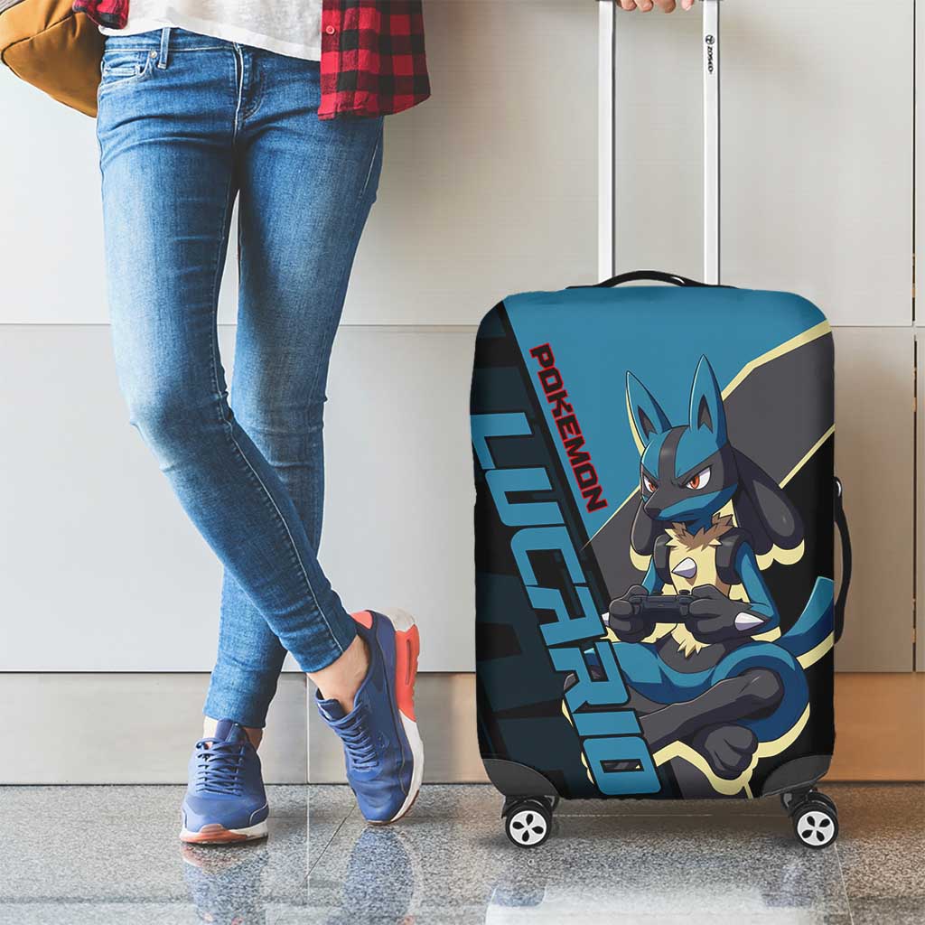 Lucario Poké Luggage Cover Edgy Retro Anime Style