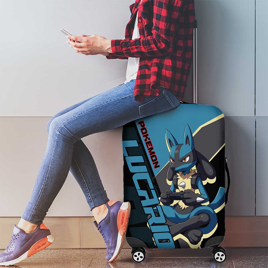 Lucario Poké Luggage Cover Edgy Retro Anime Style