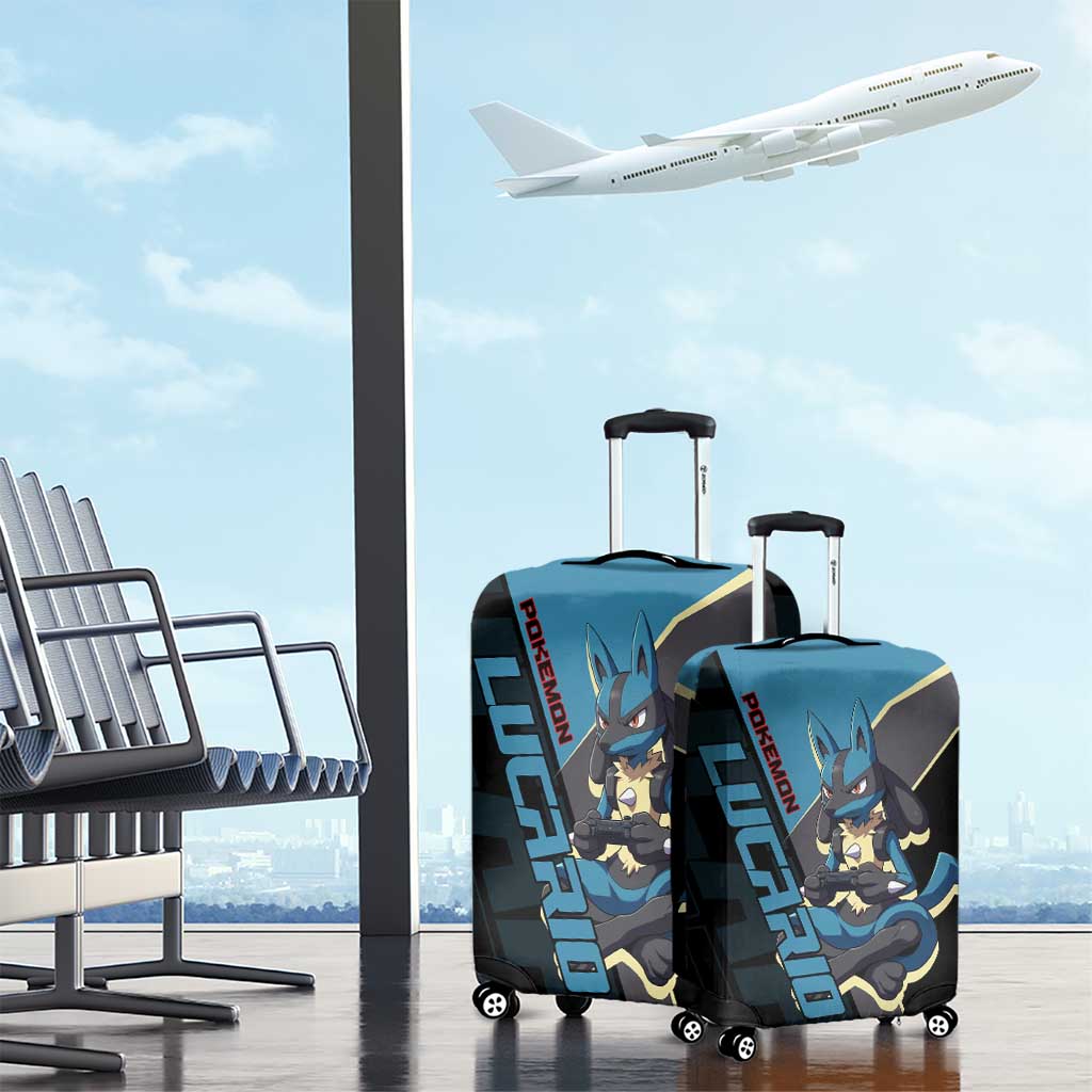 Lucario Poké Luggage Cover Edgy Retro Anime Style