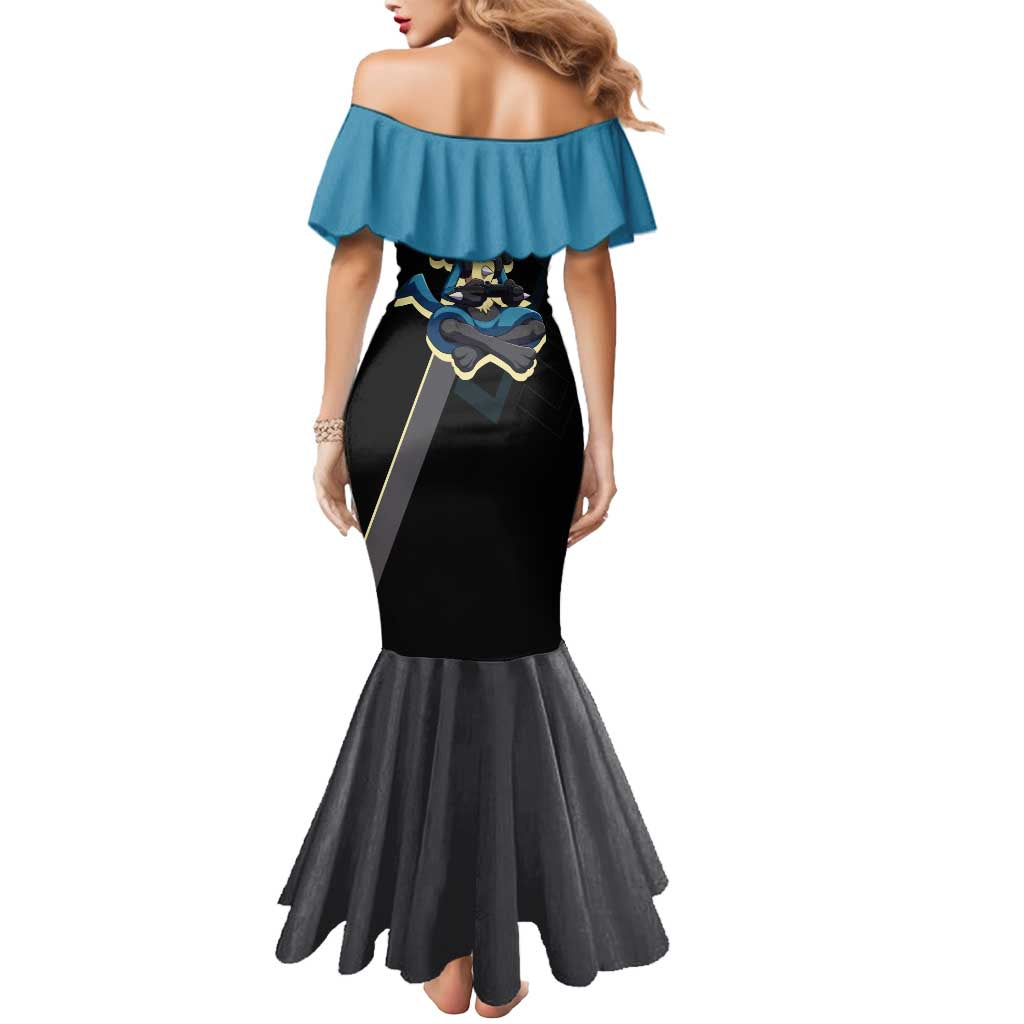 Lucario Poké Mermaid Dress Edgy Retro Anime Style