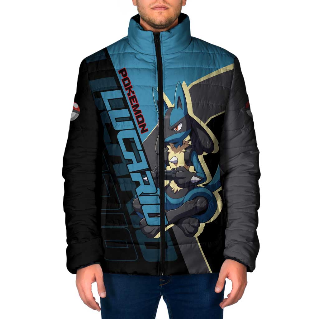 Lucario Poké Padded Jacket Edgy Retro Anime Style