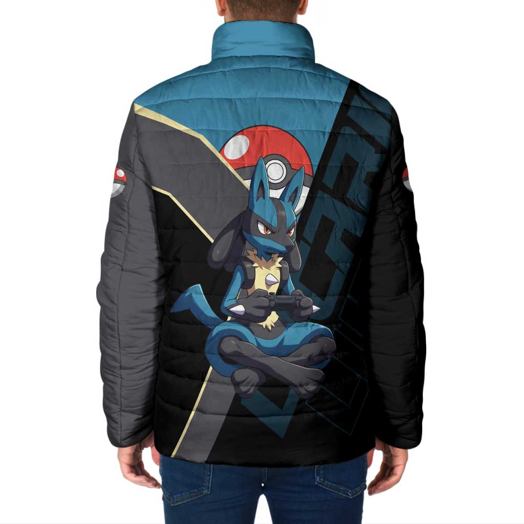 Lucario Poké Padded Jacket Edgy Retro Anime Style