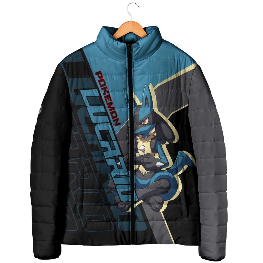 Lucario Poké Padded Jacket Edgy Retro Anime Style