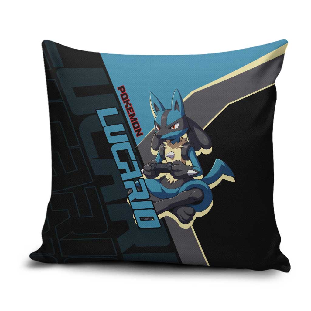 Lucario Poké Pillow Cover Edgy Retro Anime Style