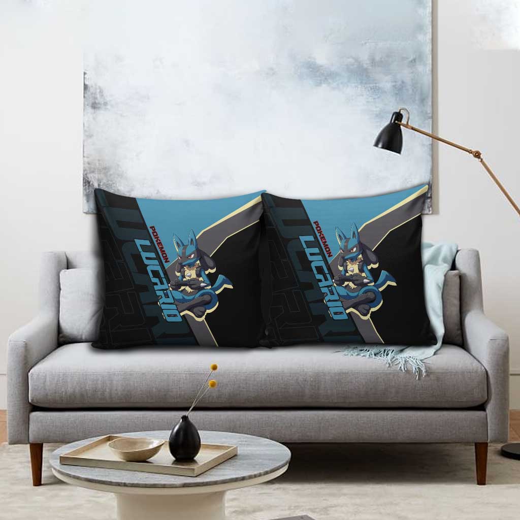 Lucario Poké Pillow Cover Edgy Retro Anime Style