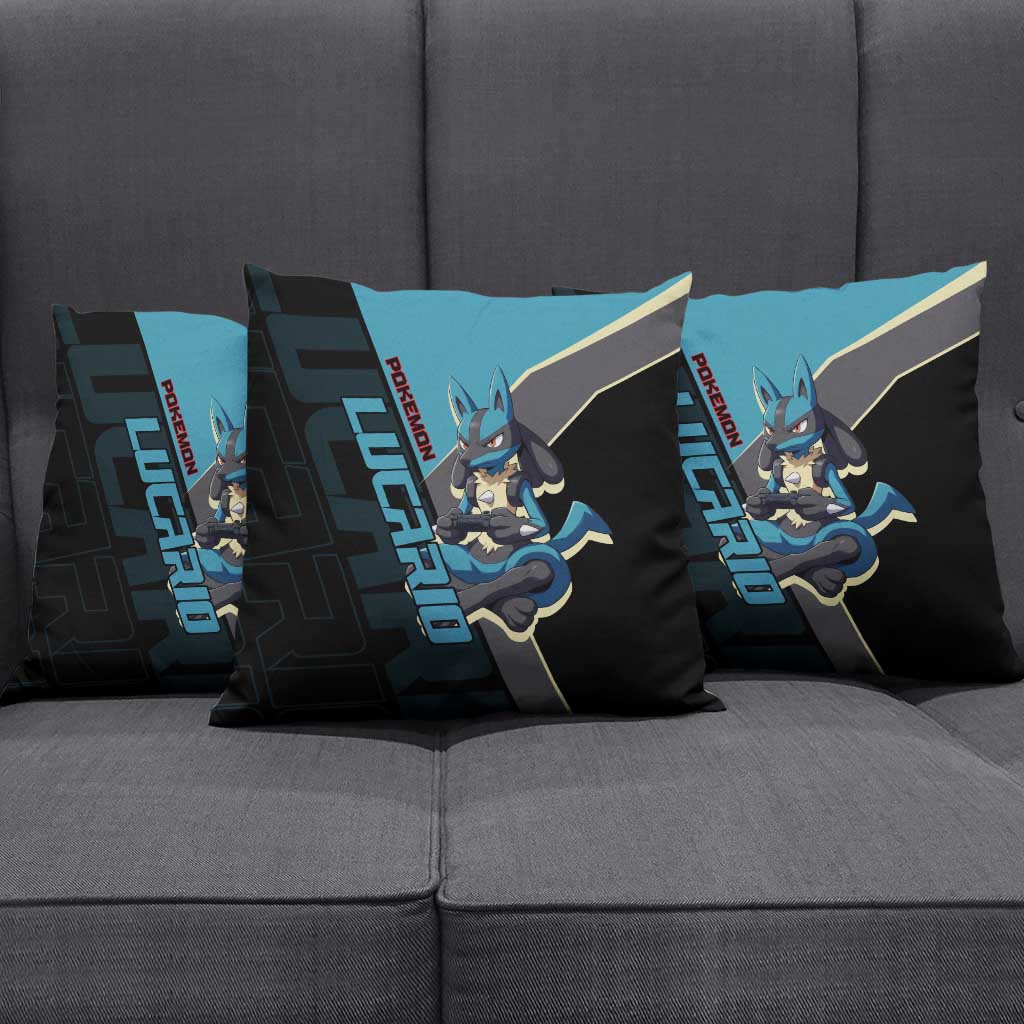 Lucario Poké Pillow Cover Edgy Retro Anime Style