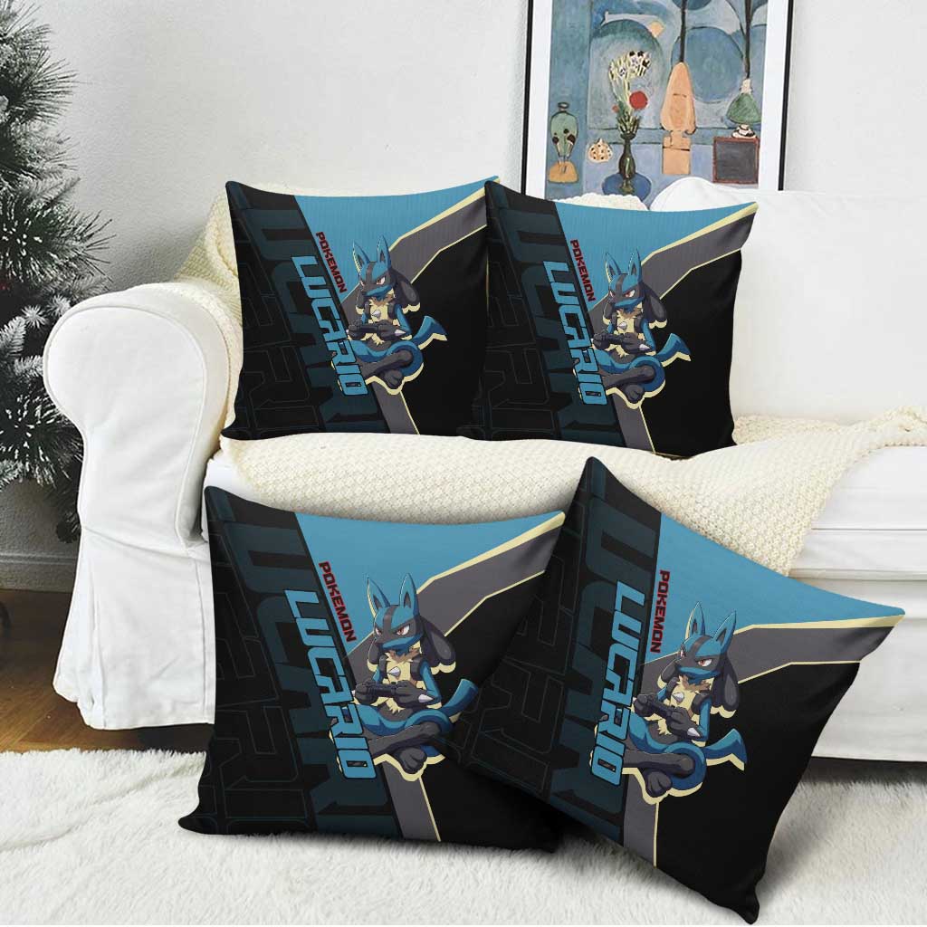 Lucario Poké Pillow Cover Edgy Retro Anime Style