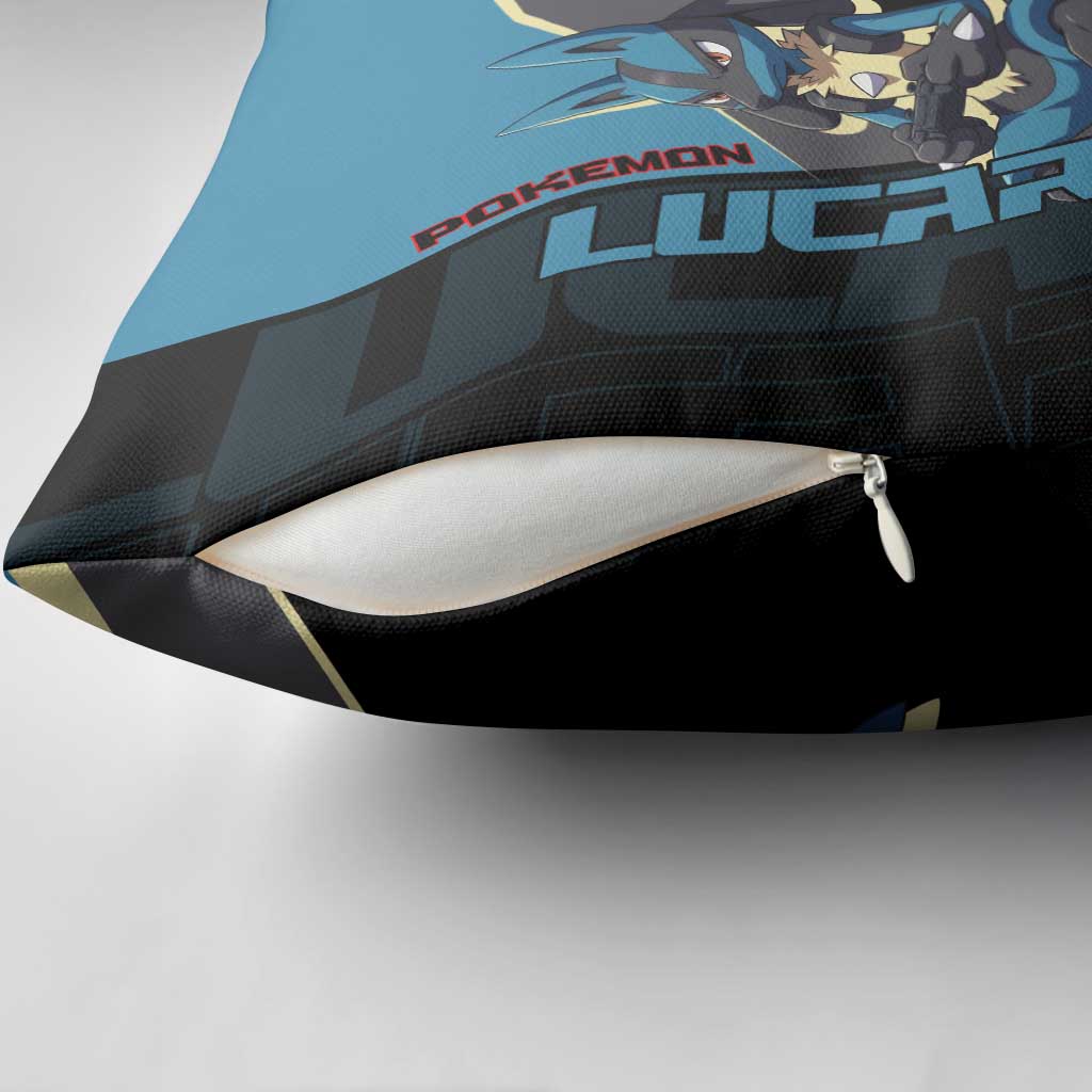 Lucario Poké Pillow Cover Edgy Retro Anime Style