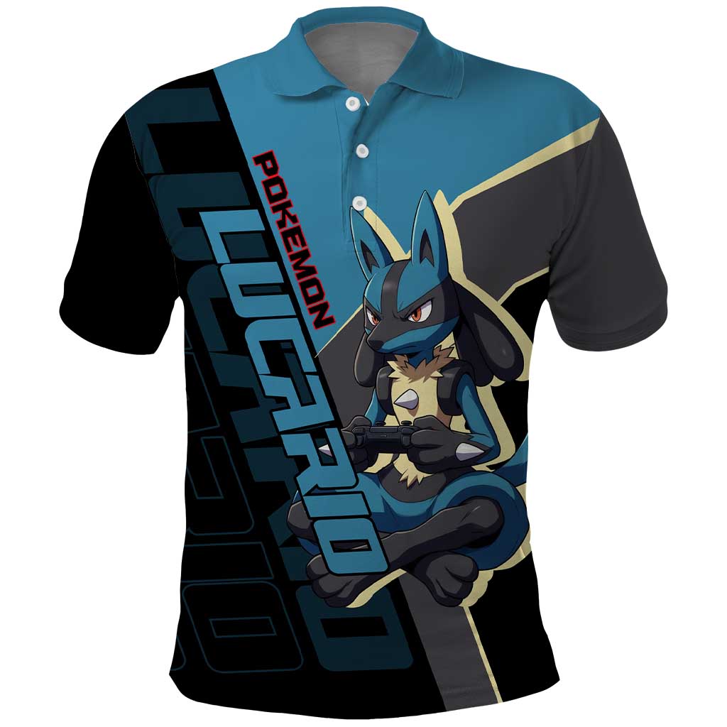 Lucario Poké Polo Shirt Edgy Retro Anime Style
