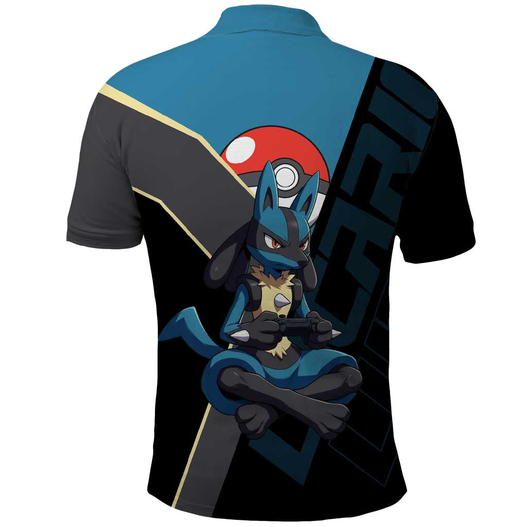 Lucario Poké Polo Shirt Edgy Retro Anime Style