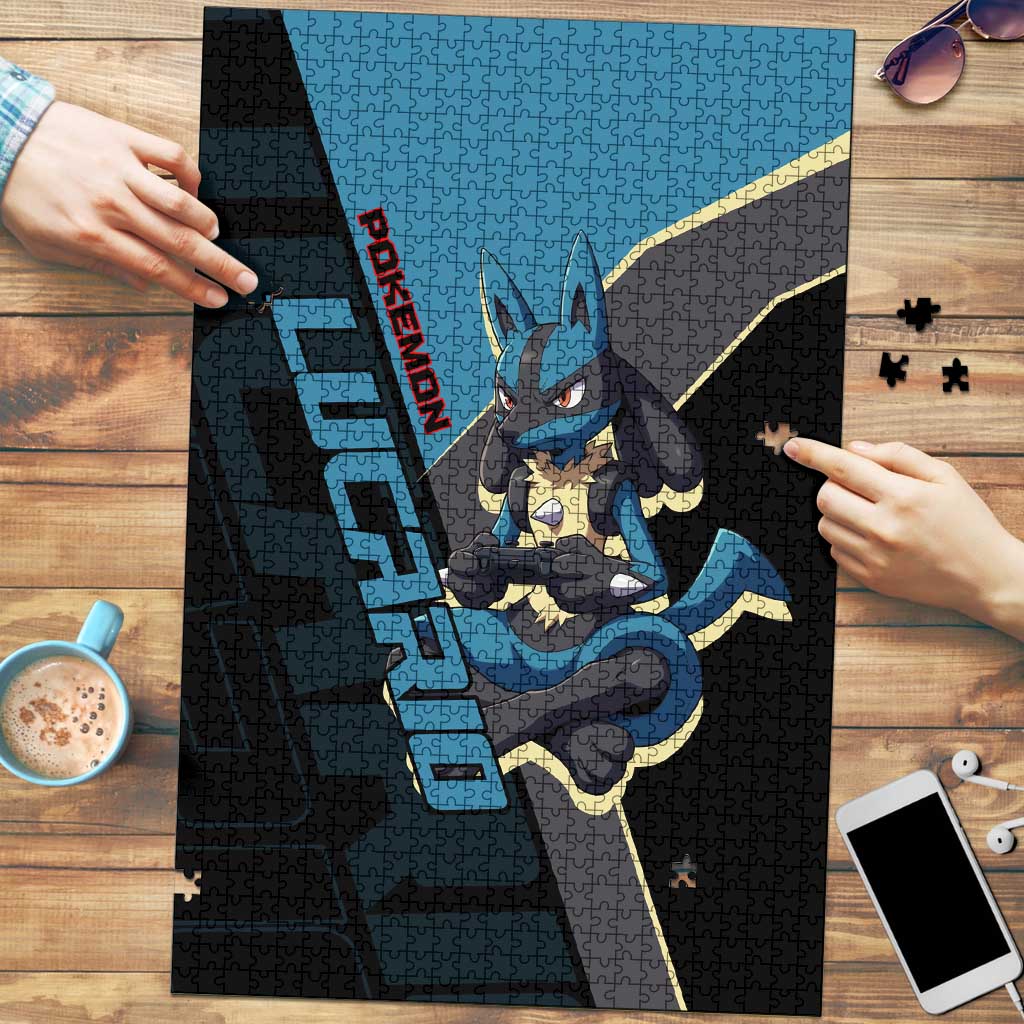 Lucario Poké Puzzle Edgy Retro Anime Style