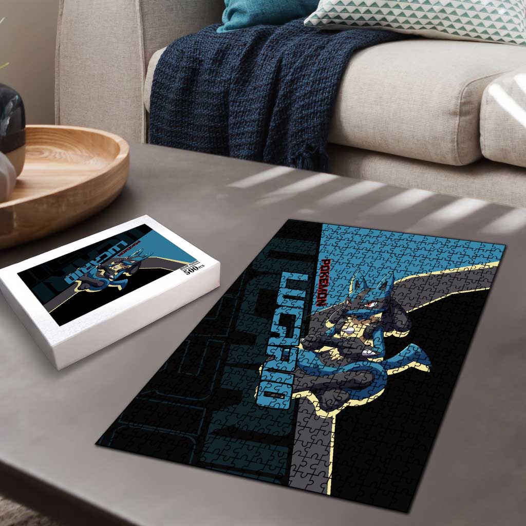 Lucario Poké Puzzle Edgy Retro Anime Style