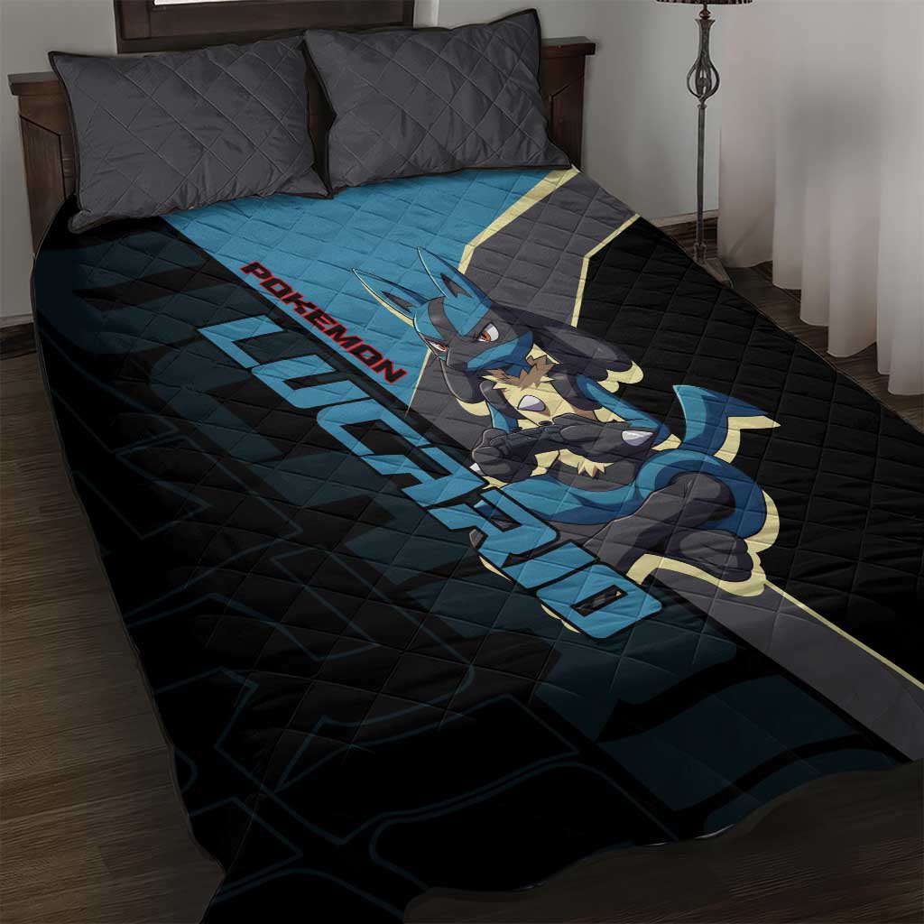 Lucario Poké Quilt Bed Set Edgy Retro Anime Style