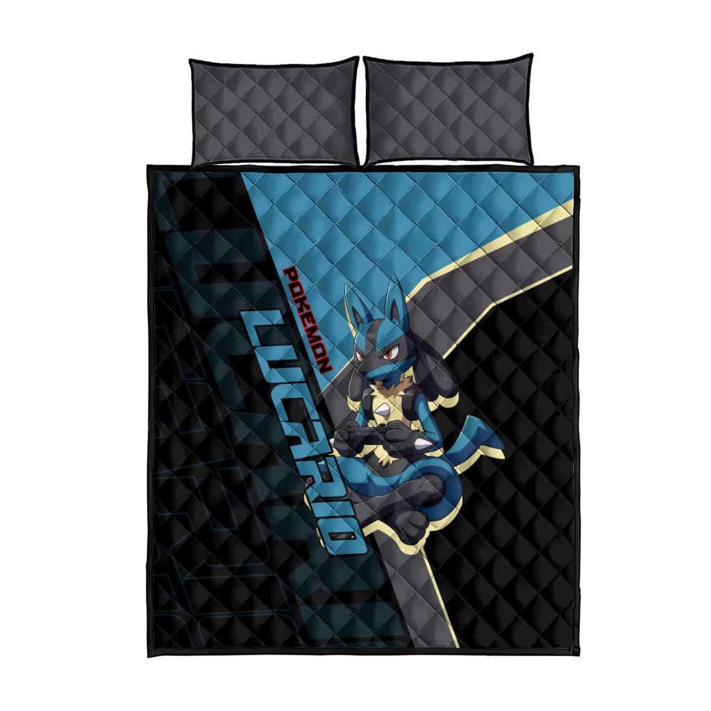 Lucario Poké Quilt Bed Set Edgy Retro Anime Style