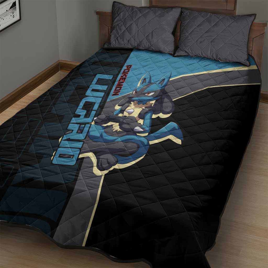 Lucario Poké Quilt Bed Set Edgy Retro Anime Style